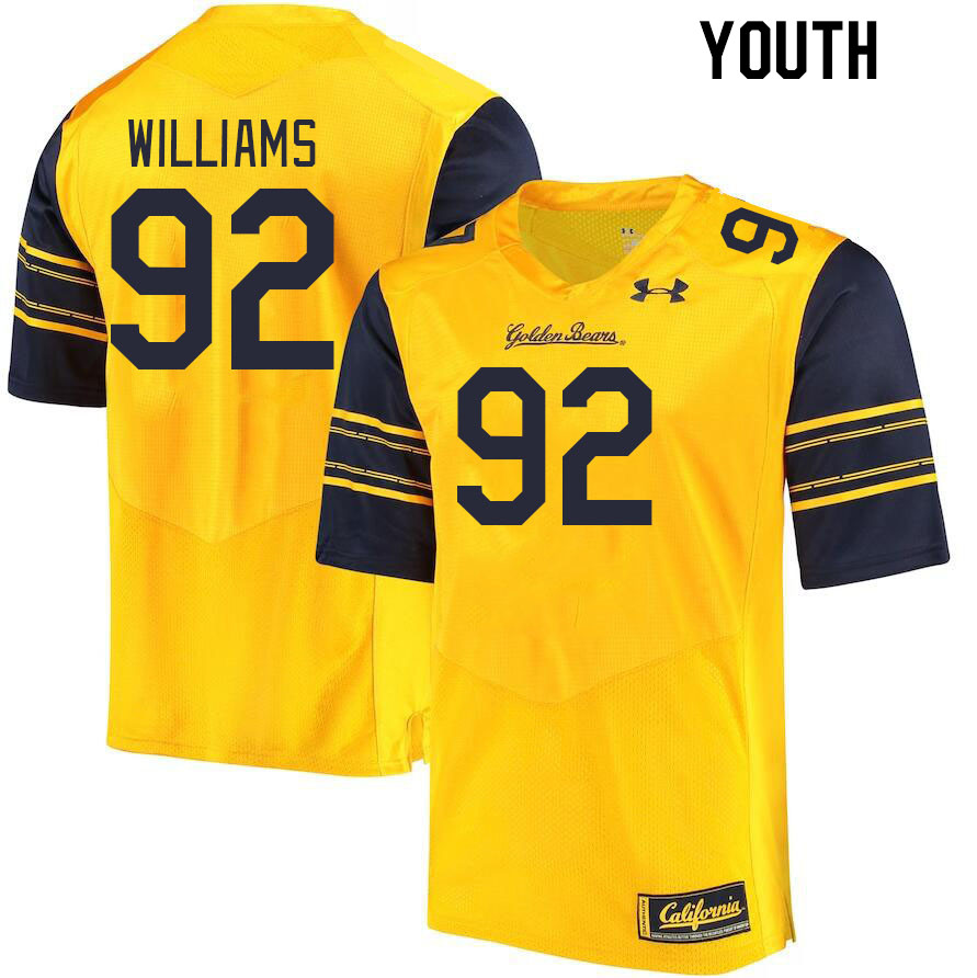 Youth #92 Myles Williams California Golden Bears College Football Jerseys Stitched Sale-Gold